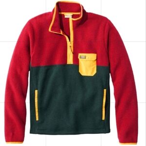 L.L.Bean 1/4 Zip Sweater Fleece Sherpa Hybrid Pull Over Jacket  Men's LARGE NWT